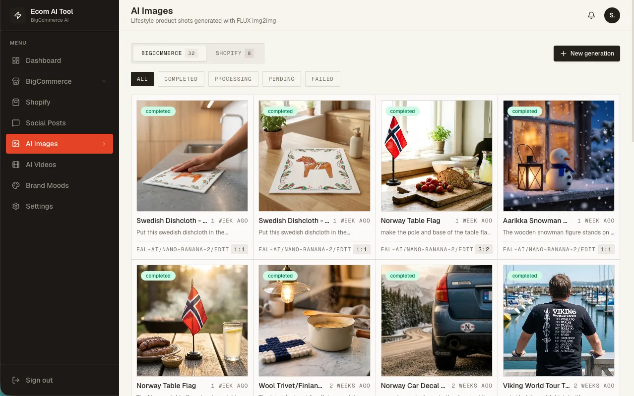 Ecom AI Tool images page